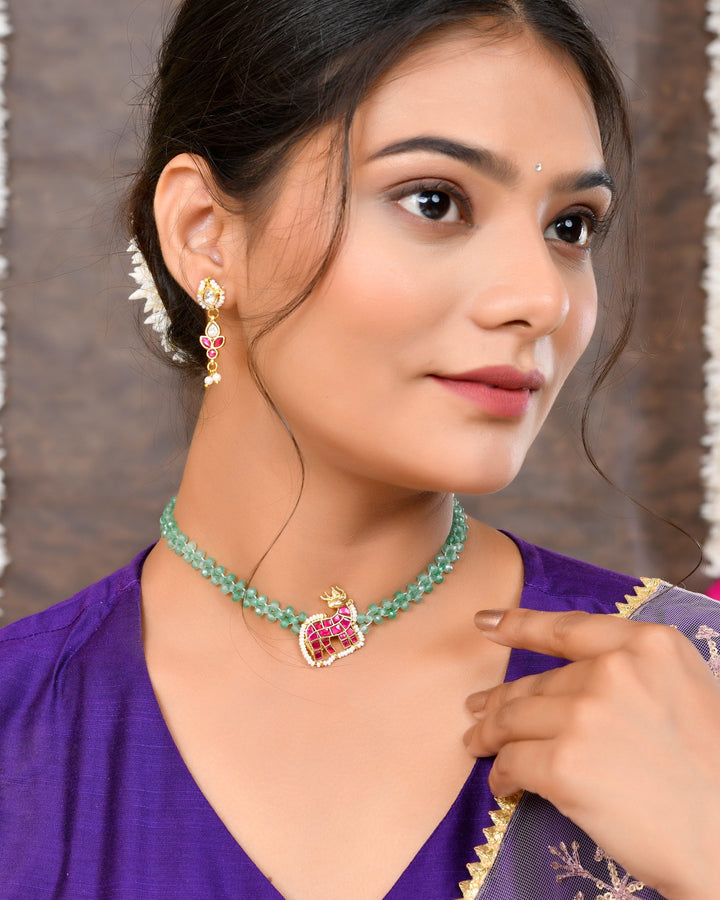 Jadau Pachhi kundan Choker Necklace set
