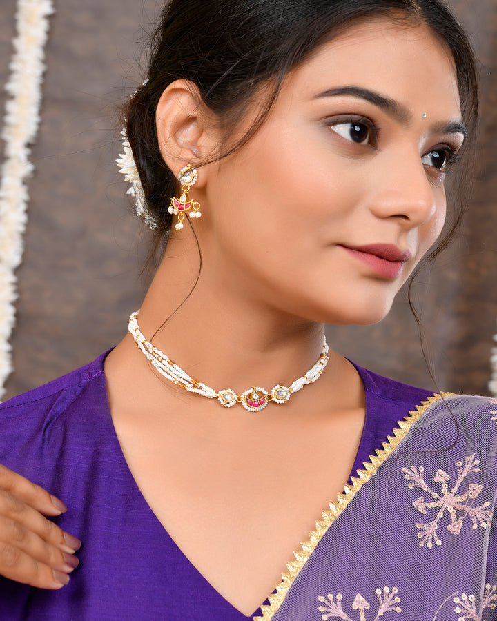 Jadau Pachhi kundan Choker Necklace set