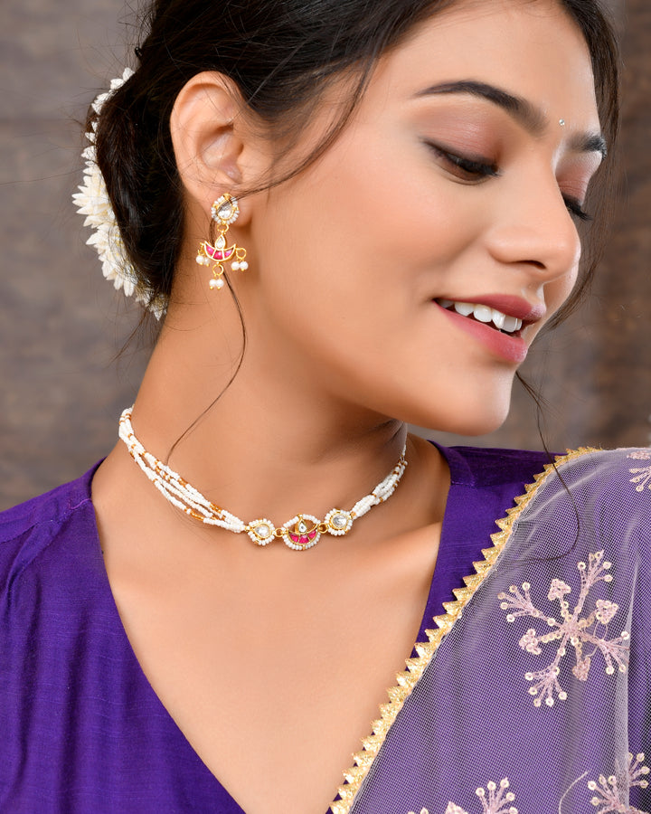 Jadau Pachhi kundan Choker Necklace set