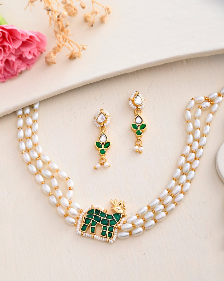 Jadau Pachhi kundan Choker Necklace set