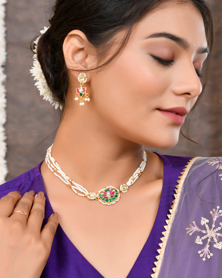 Jadau Pachhi kundan Choker Necklace set