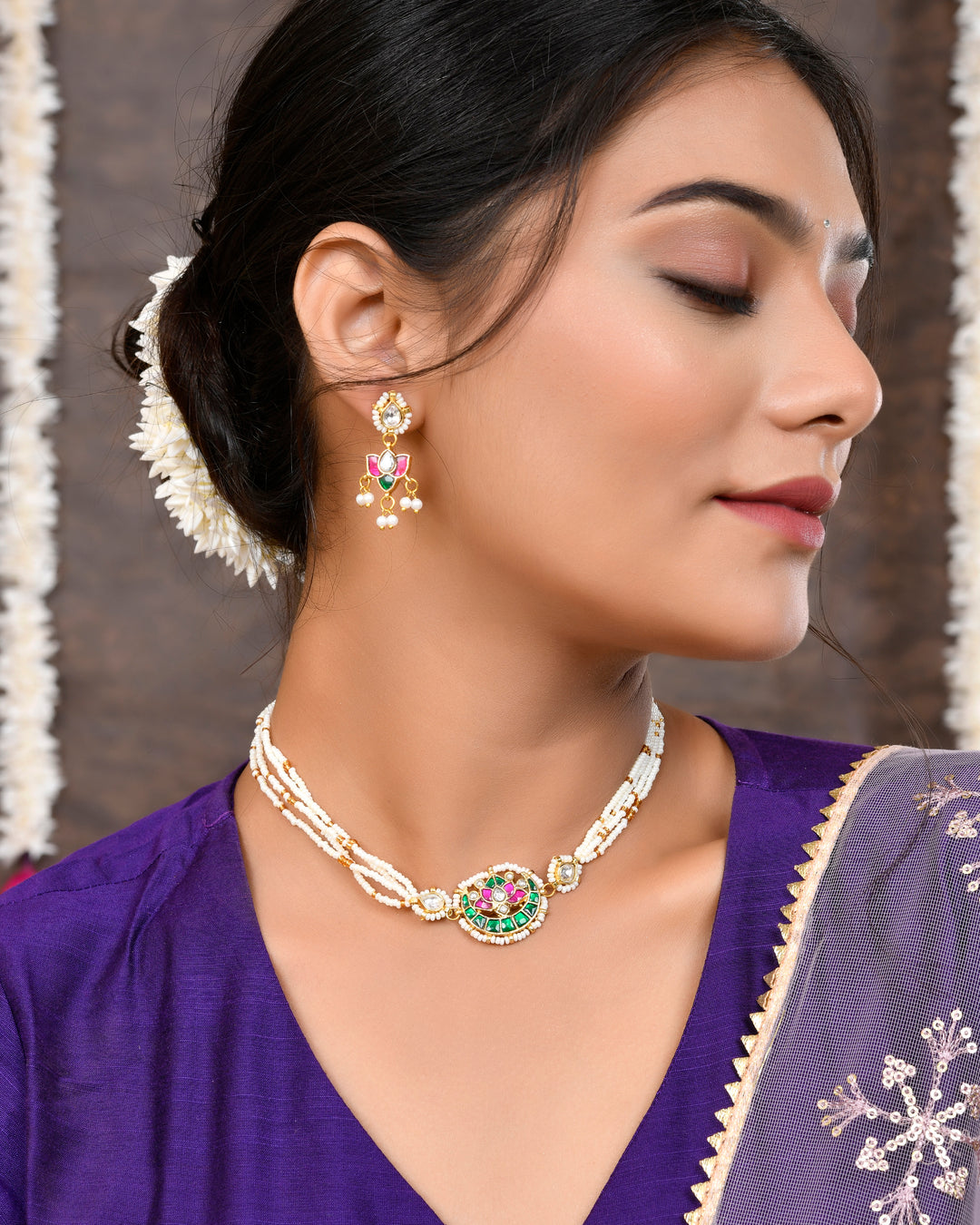 Jadau Pachhi kundan Choker Necklace set