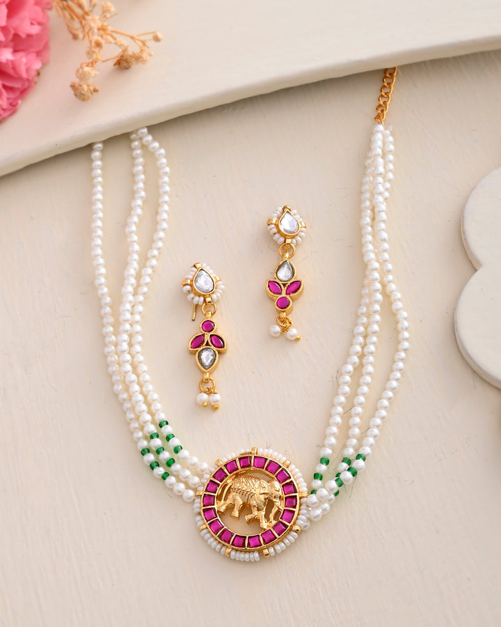 Jadau Pachhi kundan Choker Necklace set