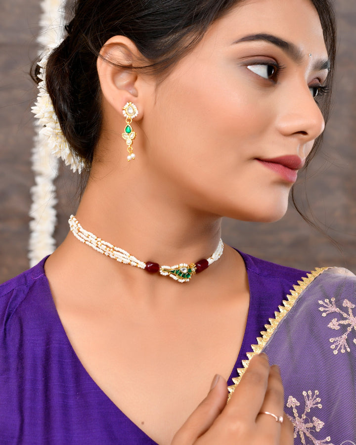 Jadau Pachhi kundan Choker Necklace set