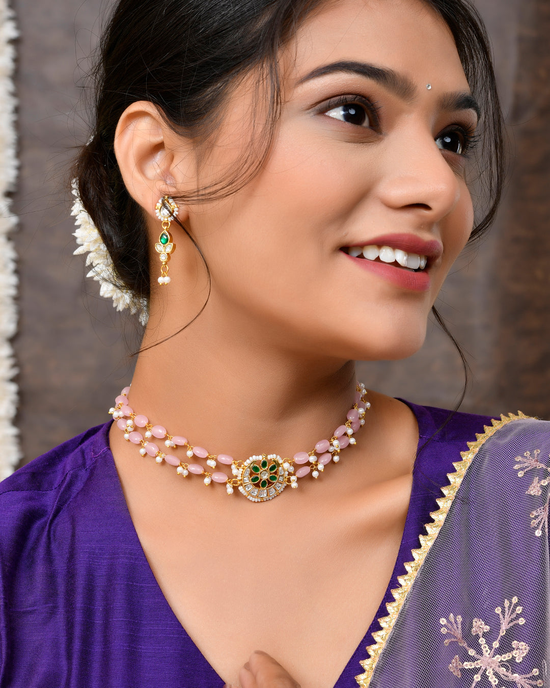 Jadau Pachhi kundan Choker Necklace set