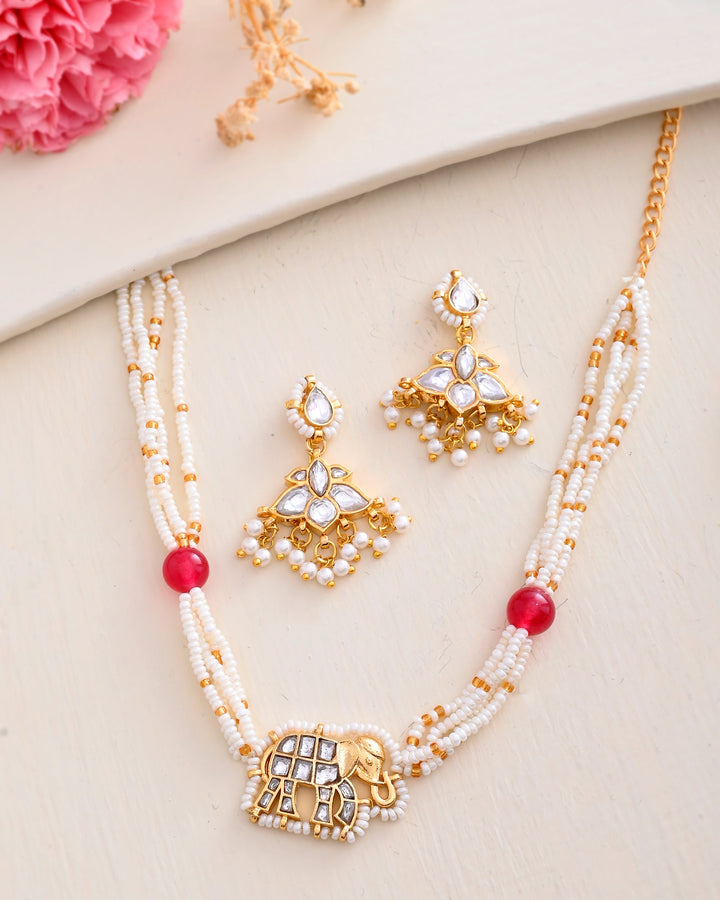 Jadau Pachhi kundan Choker Necklace set