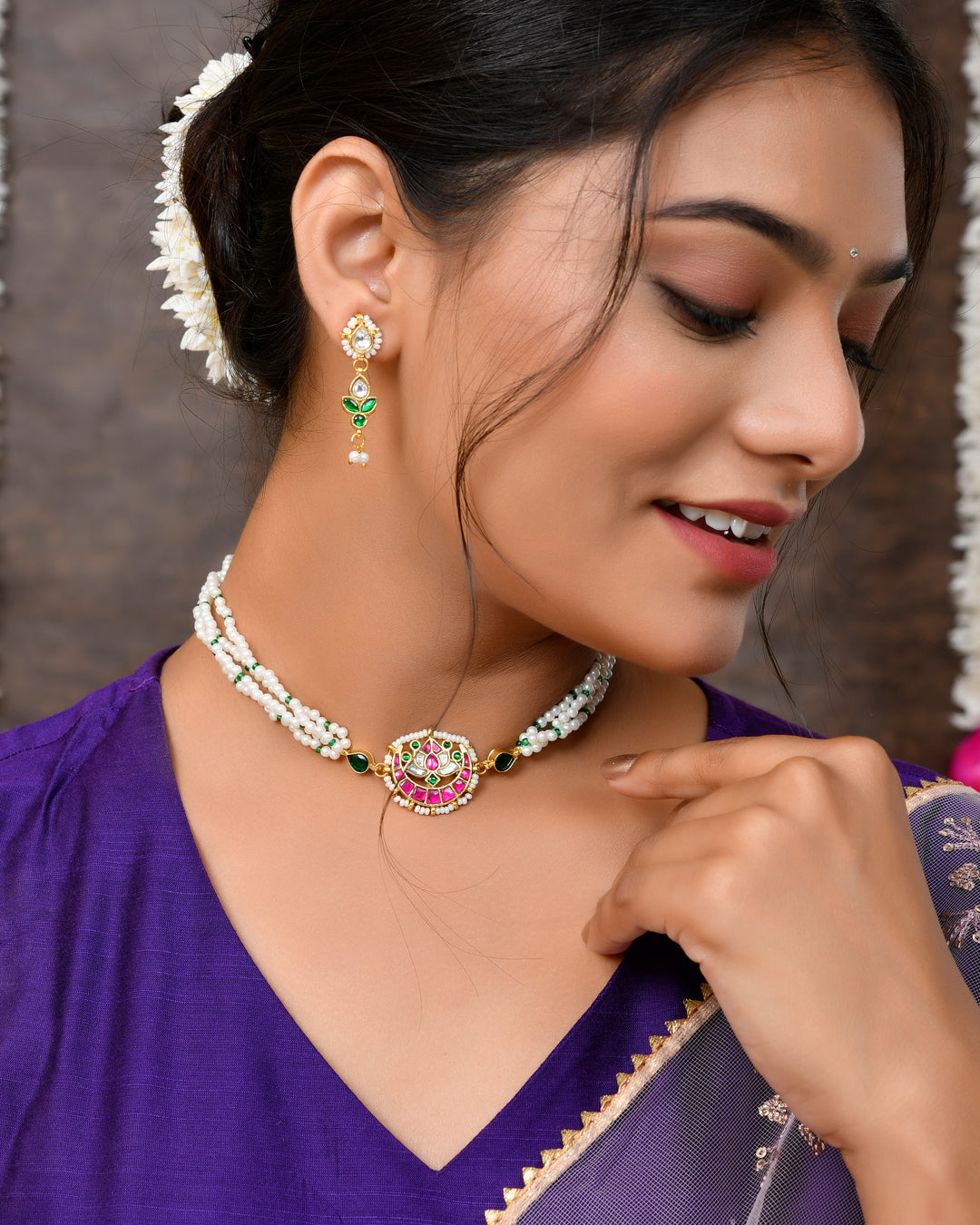 Jadau Pachhi kundan Choker Necklace set