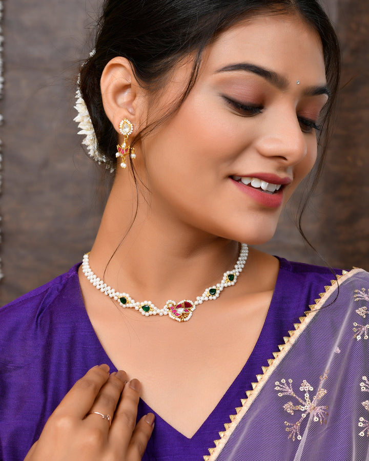 Jadau Pachhi kundan Choker Necklace set