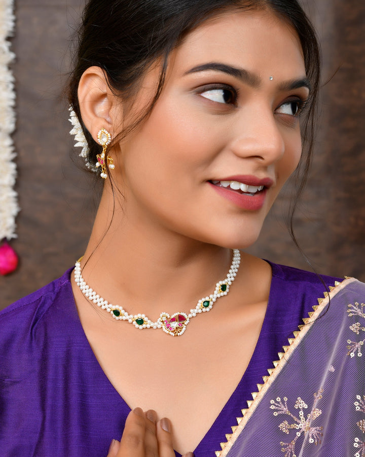 Jadau Pachhi kundan Choker Necklace set