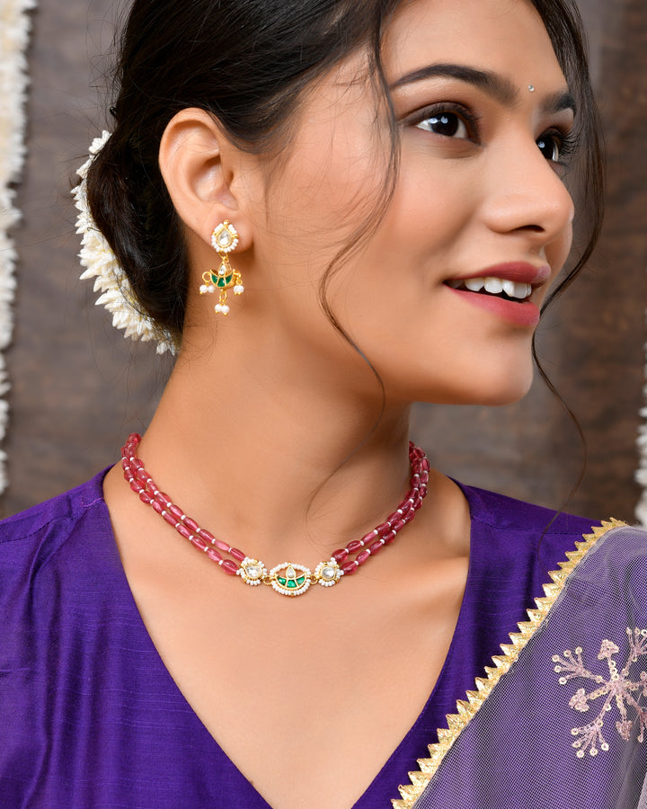 Jadau Pachhi kundan Choker Necklace set