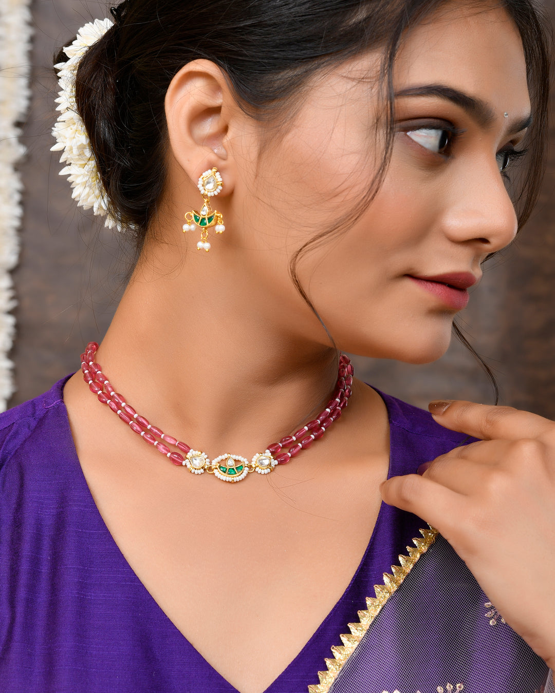 Jadau Pachhi kundan Choker Necklace set