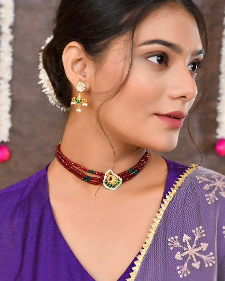 Jadau Pachhi kundan Choker Necklace set
