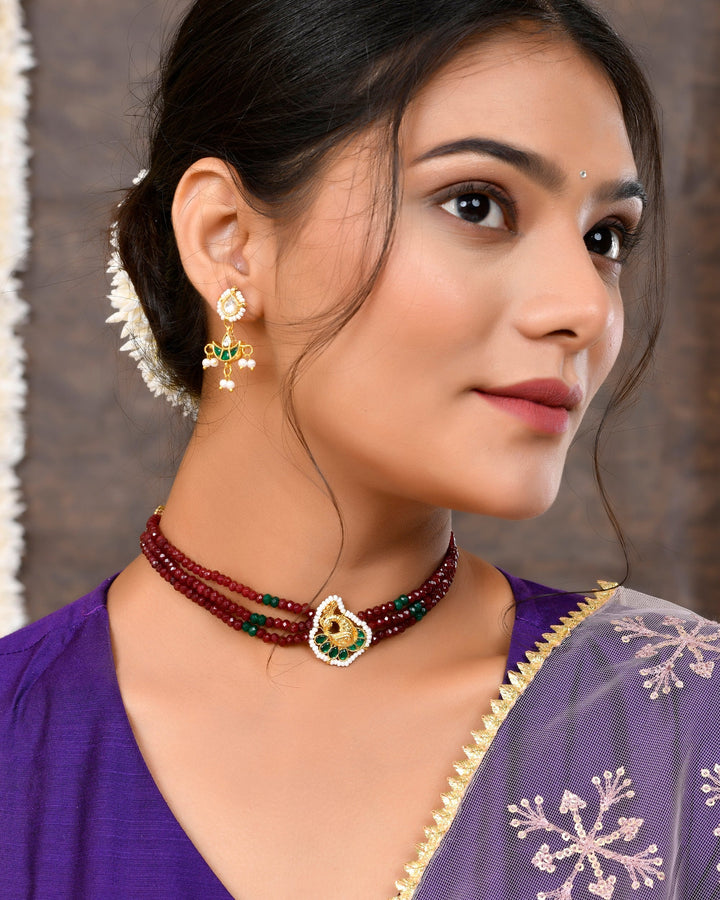 Jadau Pachhi kundan Choker Necklace set
