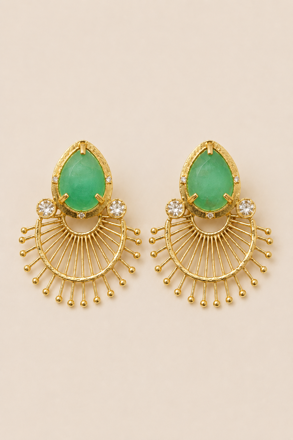 Light Green Stone Stud Earrings