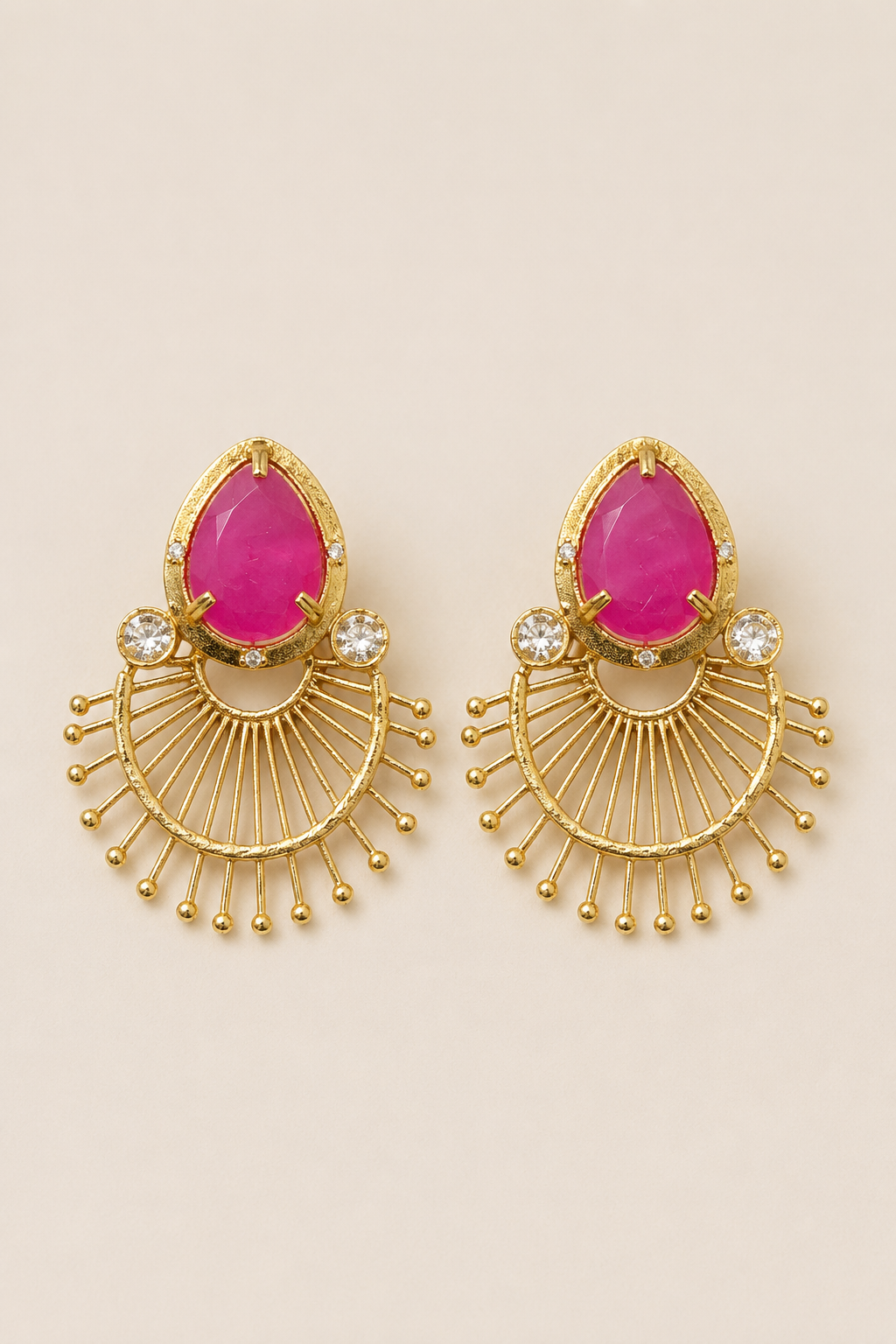 Rani Pink Stone Stud Earrings