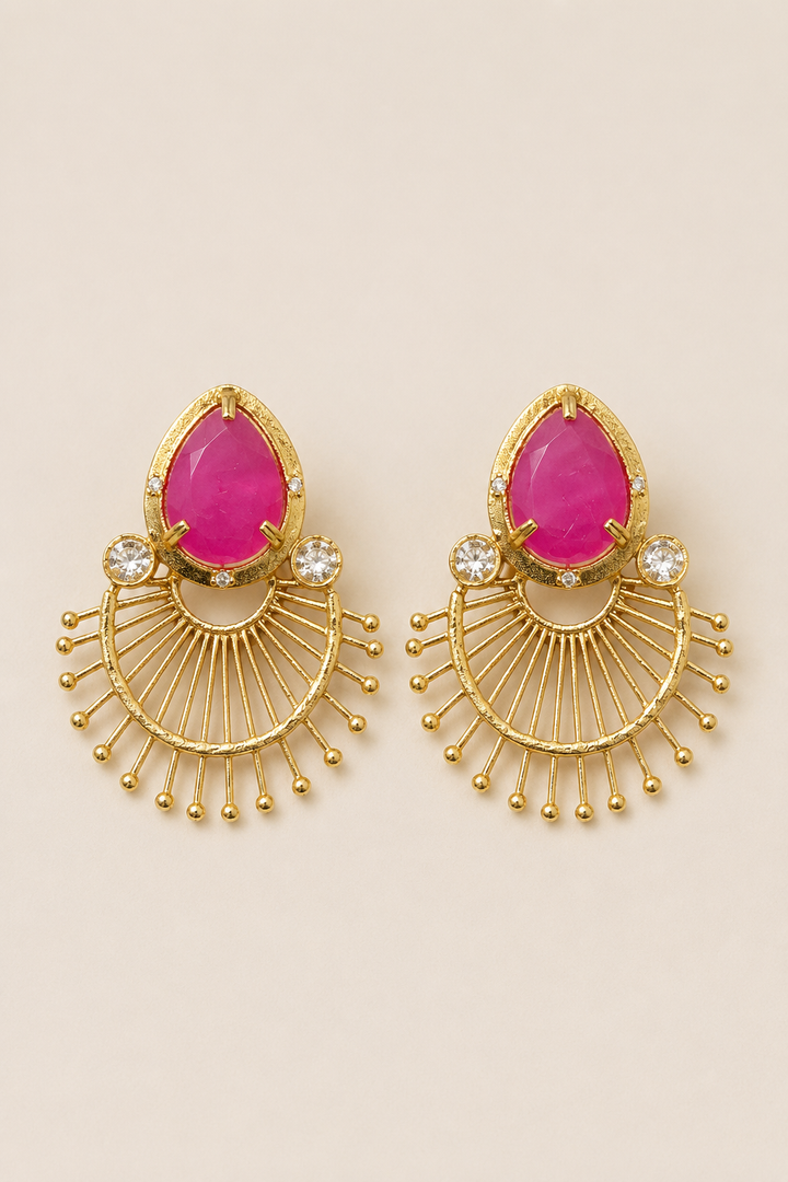 Rani Pink Stone Stud Earrings