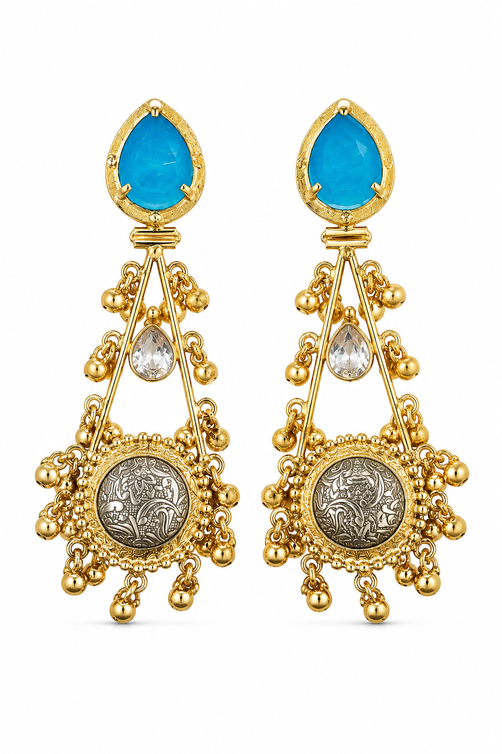 Turquoise Ethnic Dangler Earrings for Women