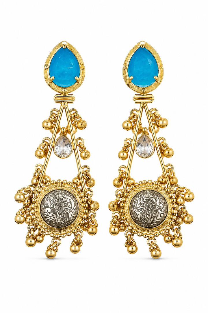 Turquoise Ethnic Dangler Earrings for Women
