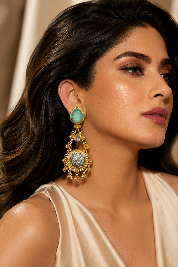 Light Green Stone Dangler Earrings for Women