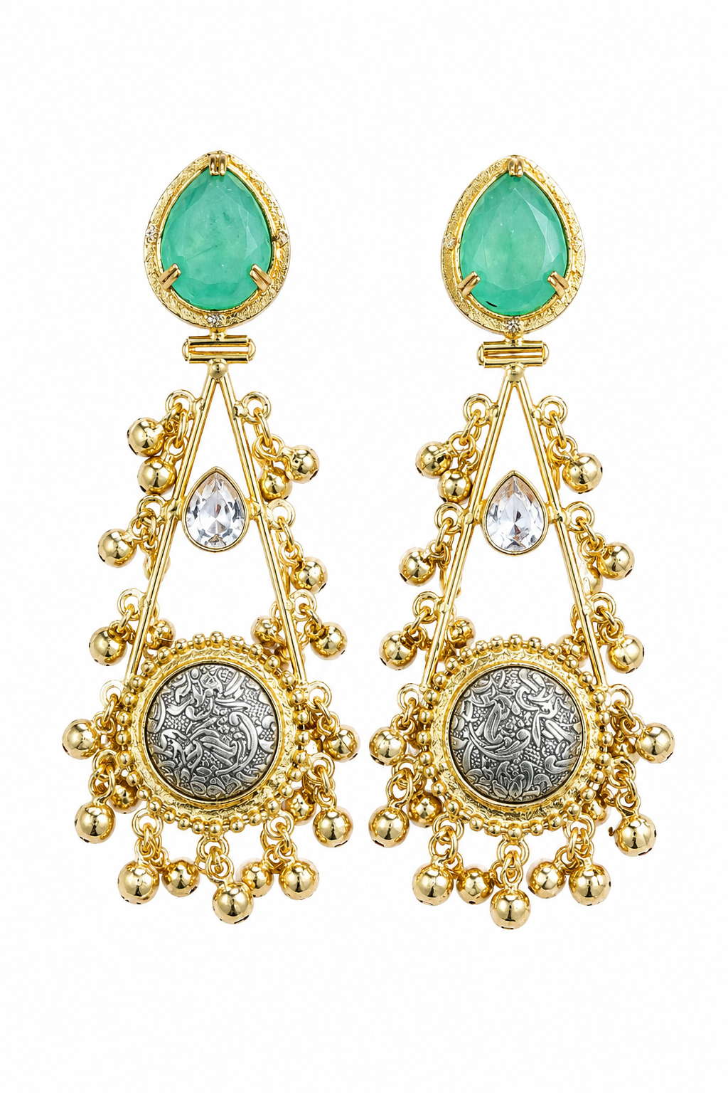 Light Green Stone Dangler Earrings for Women