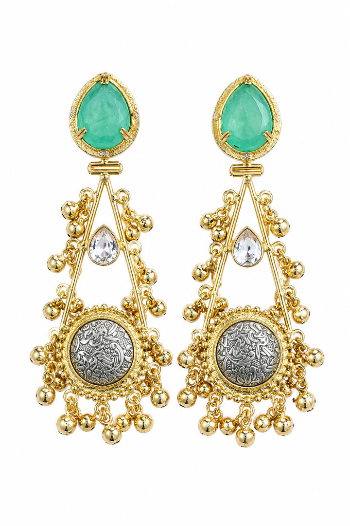 Light Green Stone Dangler Earrings for Women
