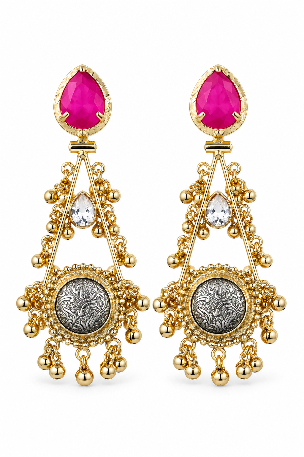 Rani Pink Ethnic Dangler Earrings for Women