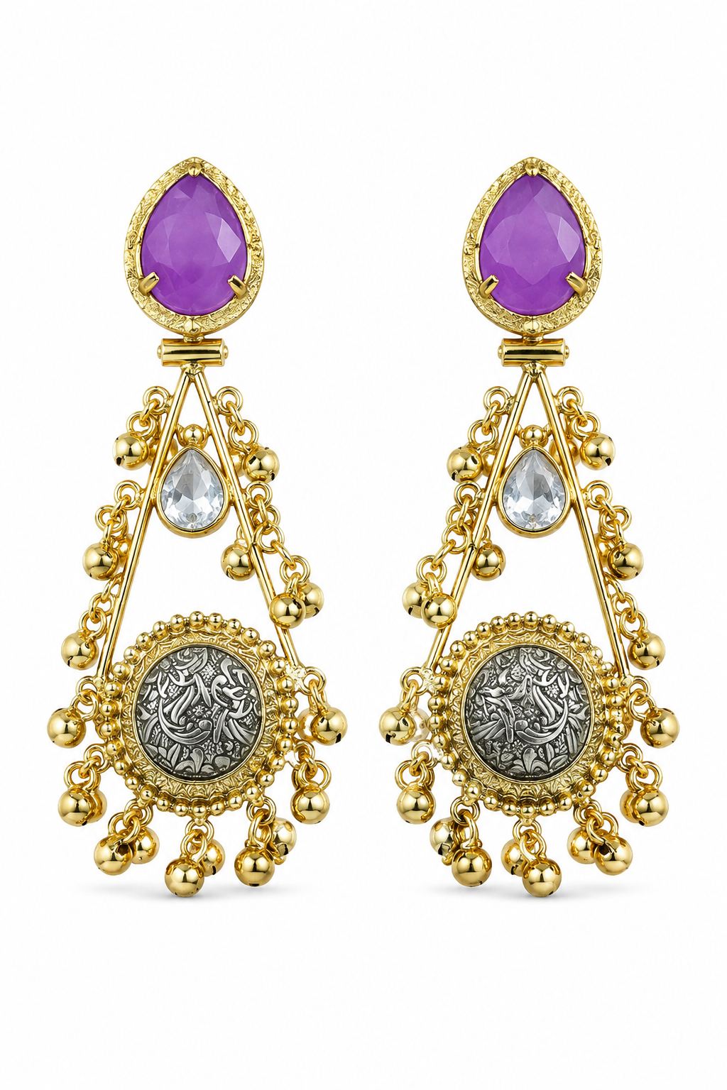 Green Stone Dangler Earrings for Women
