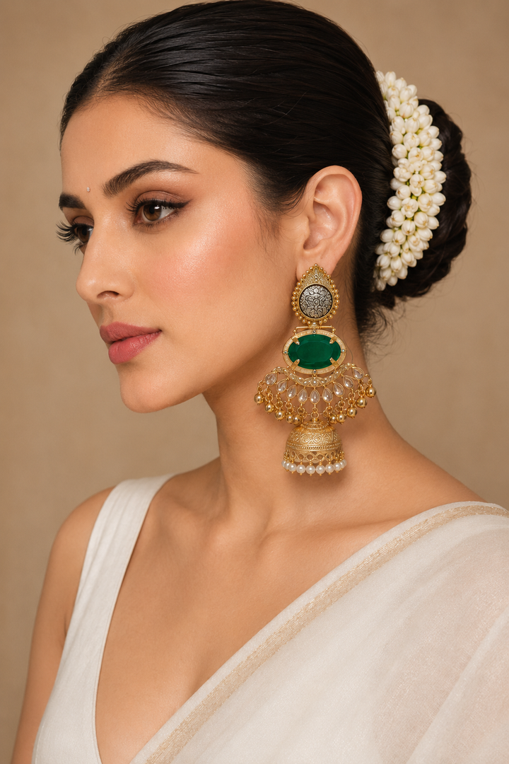 Light Green Bridal Jhumka Earrings for Women