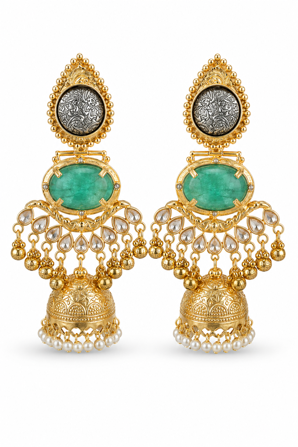 Light Green Bridal Jhumka Earrings for Women