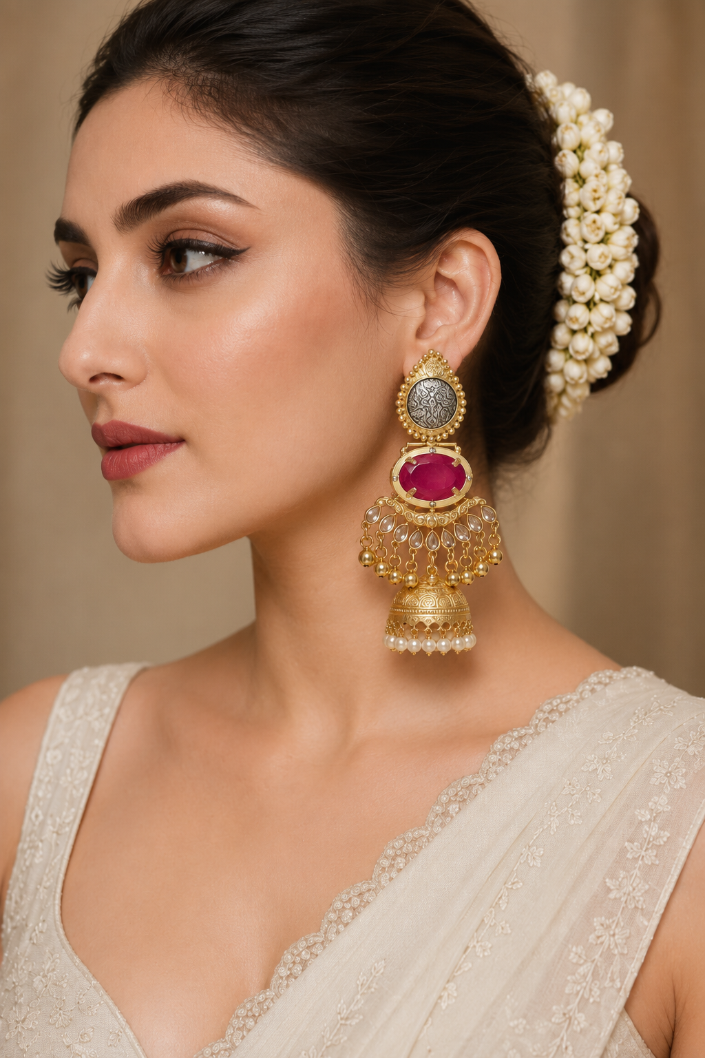 Rani Pink Traditional Jhumka Earrings