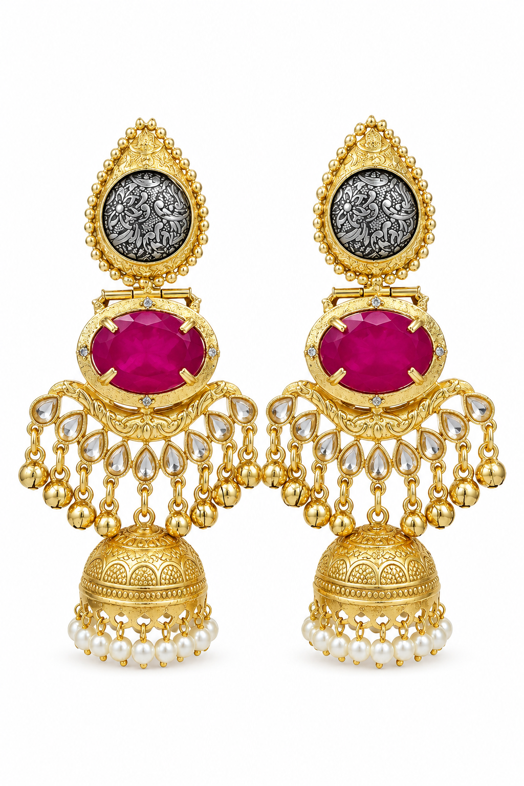 Rani Pink Traditional Jhumka Earrings