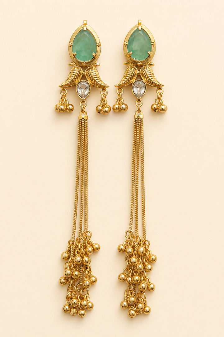 Light Green Long Tassel Earrings
