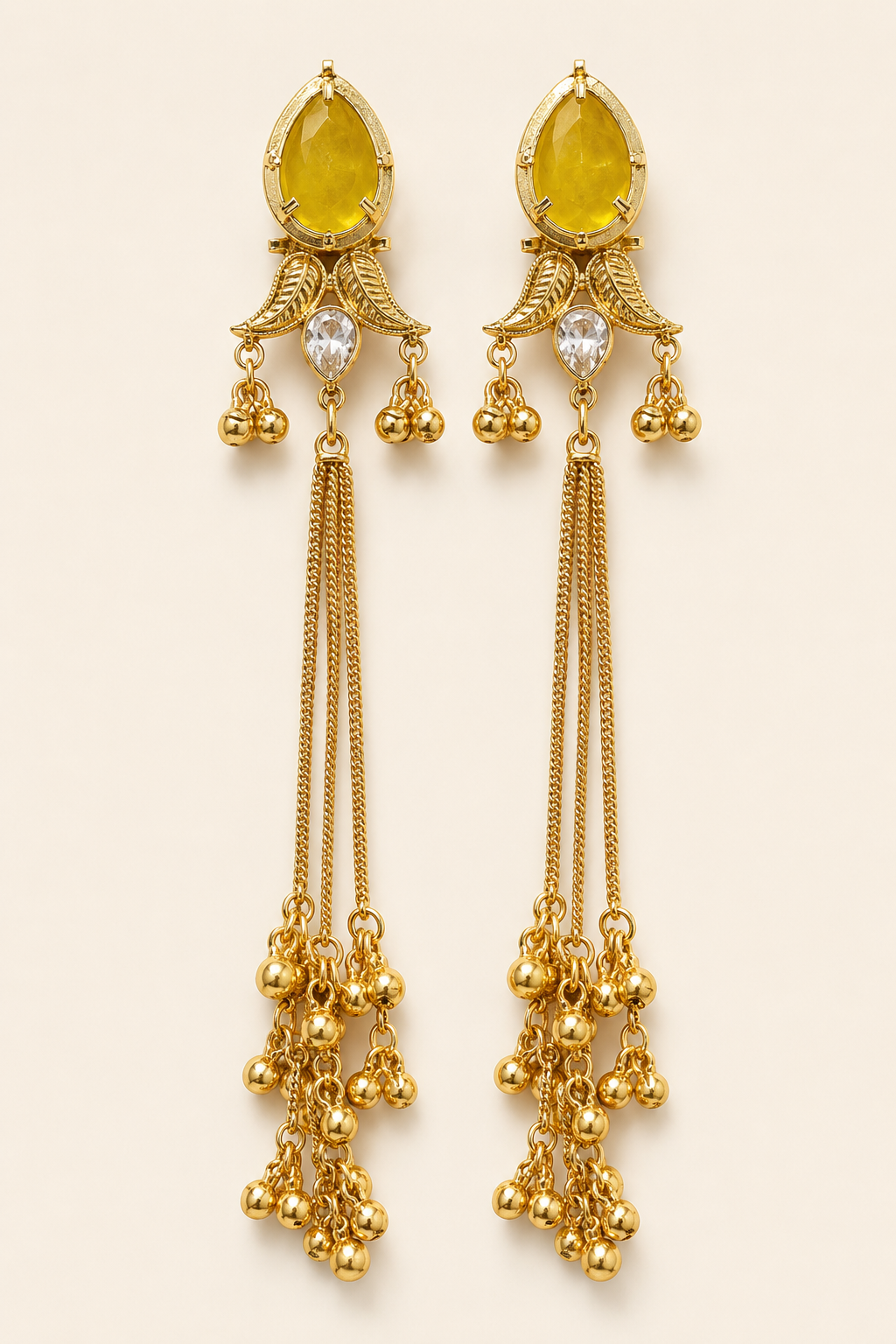 Yellow Gold Tassel Earrings for Women