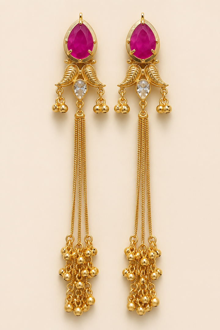 Rani Pink Long Chain Earrings