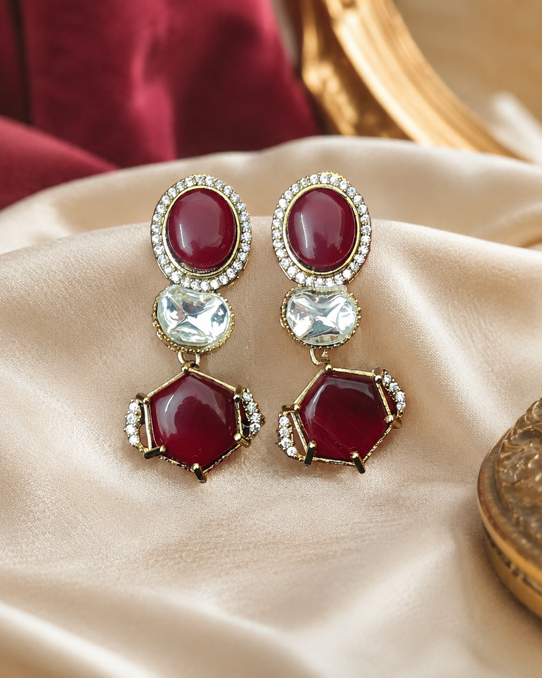 Ruby Kundan Drop Earrings