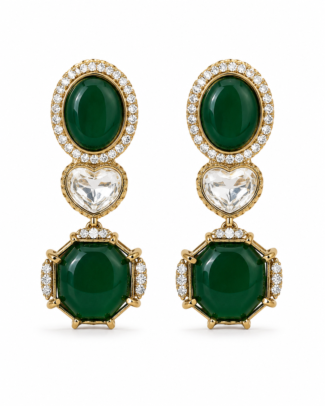 Emerald Kundan Drop Earrings