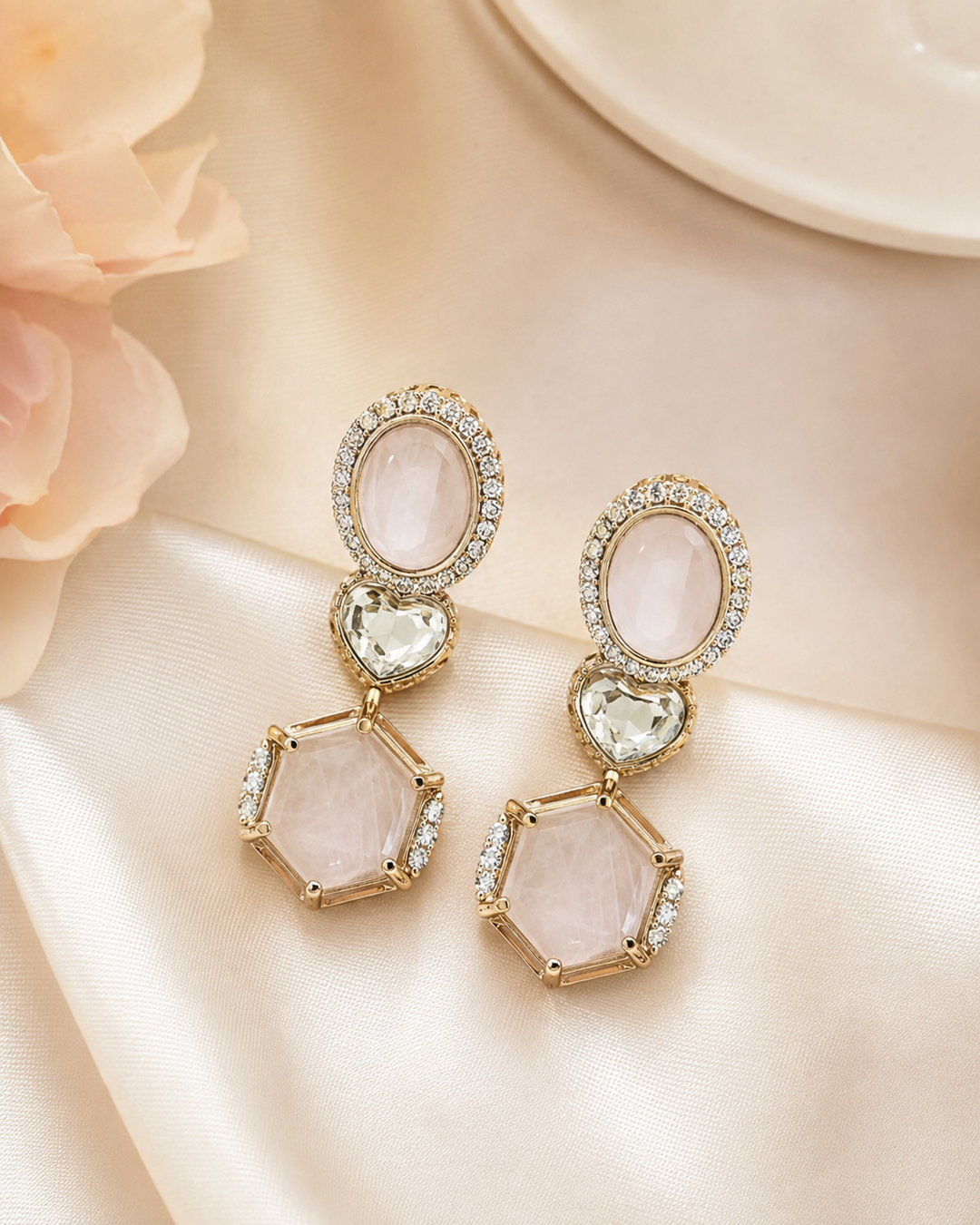 Pastel Polki Drop Earrings