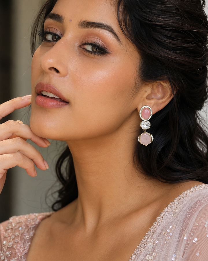 Pastel Polki Drop Earrings