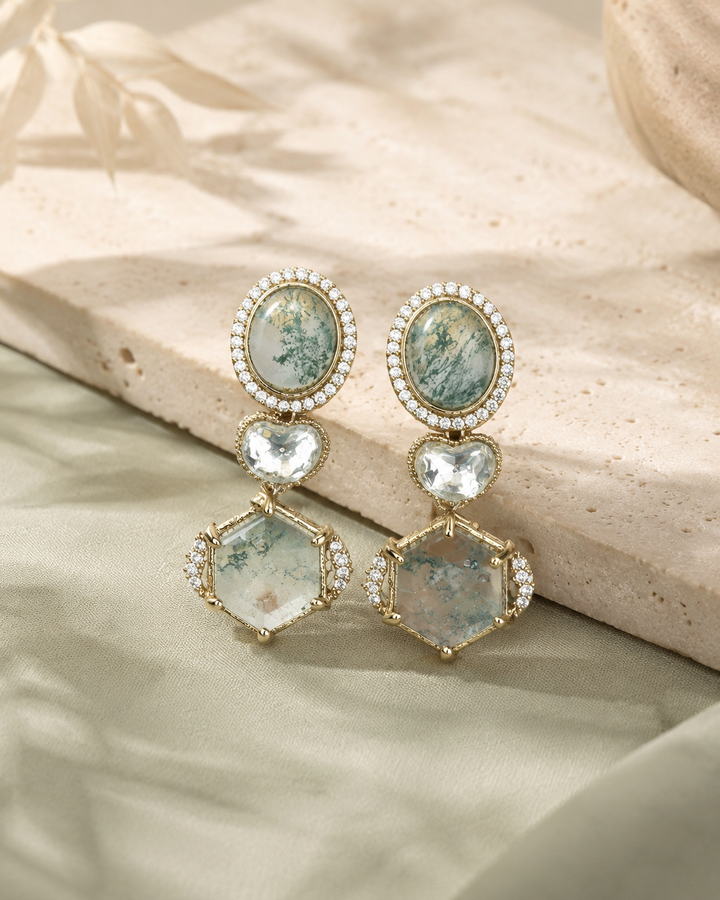 Moss Green Drop Earrings