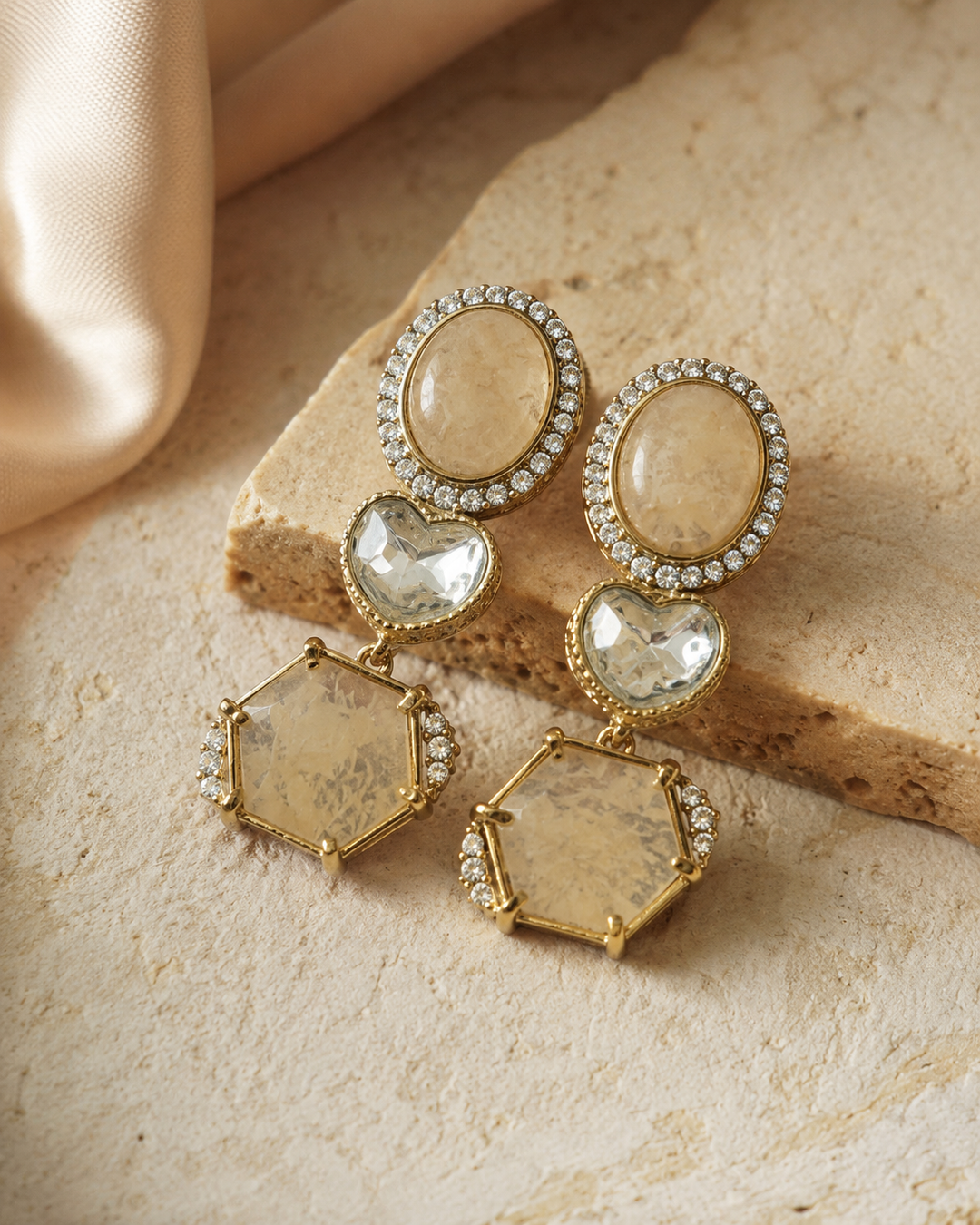 Champagne Polki Drop Earrings