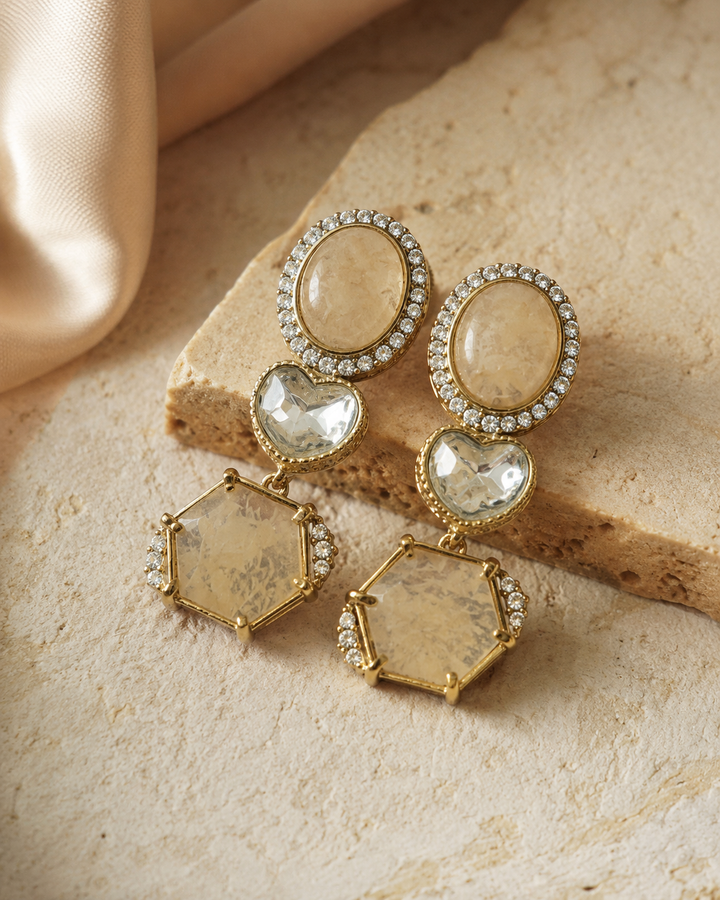 Champagne Polki Drop Earrings