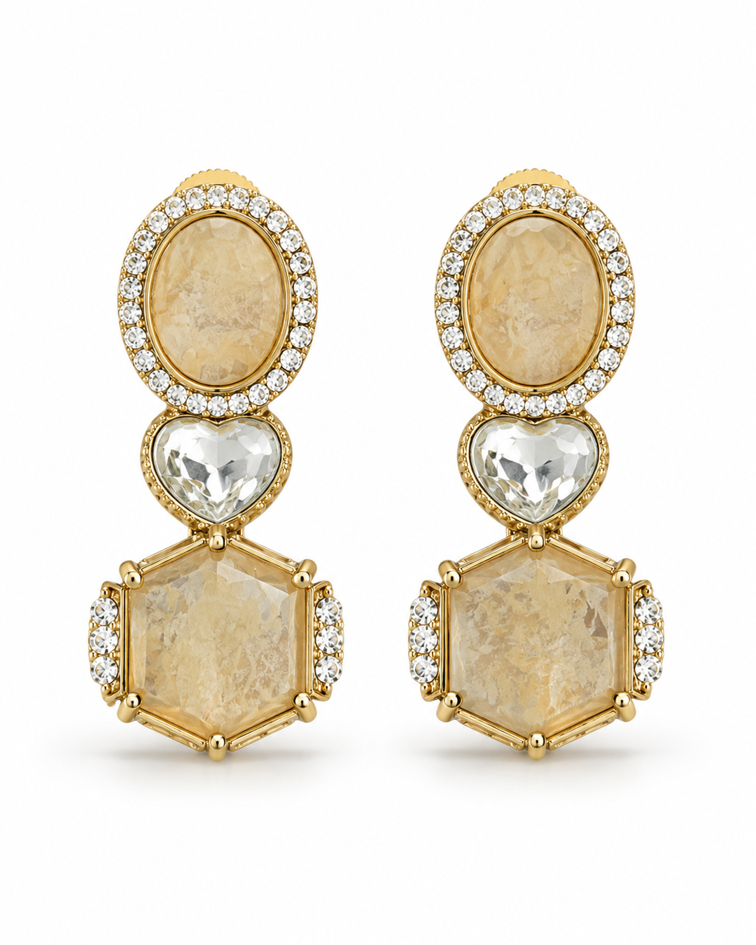 Champagne Polki Drop Earrings