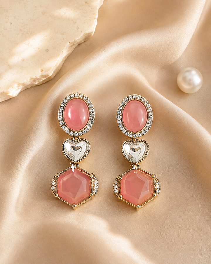Peach Polki Drop Earrings