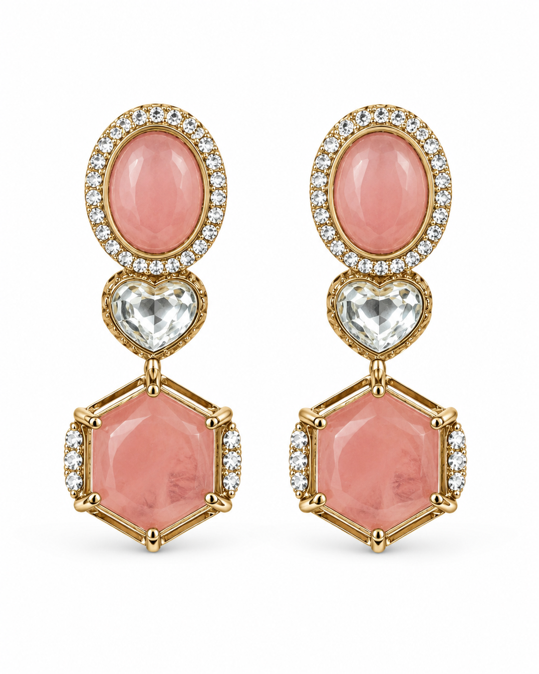 Peach Polki Drop Earrings