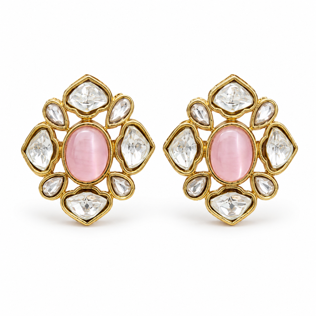 Pastel Pink Polki Studs