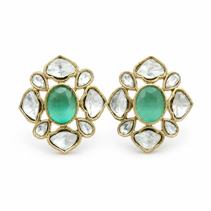 Mint Polki Stud Earrings