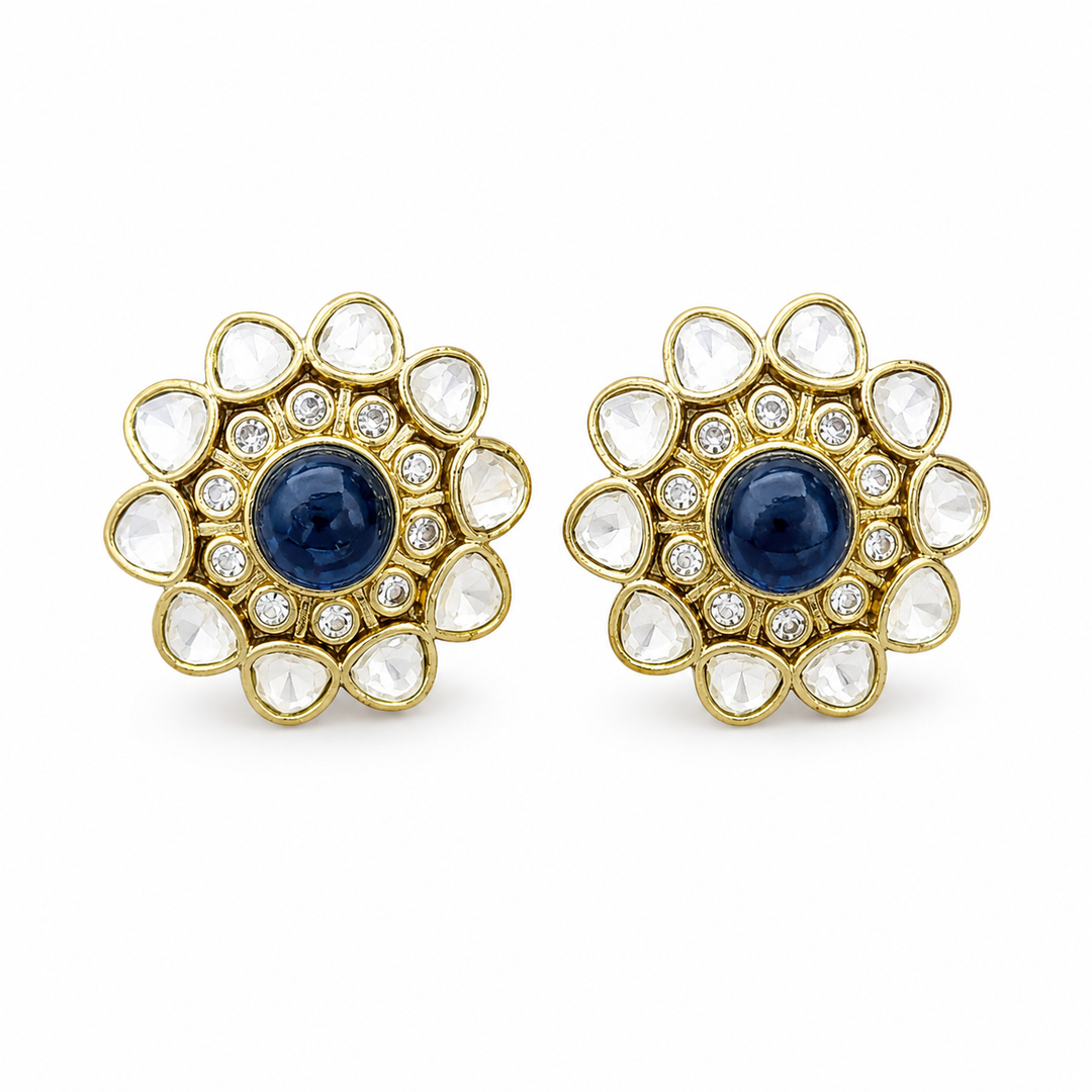 Sapphire Round Polki Studs
