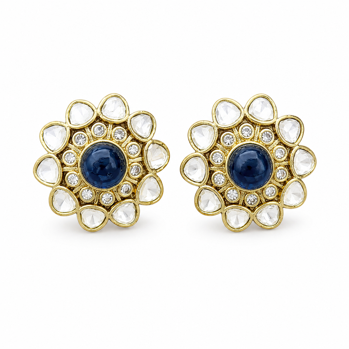 Sapphire Round Polki Studs