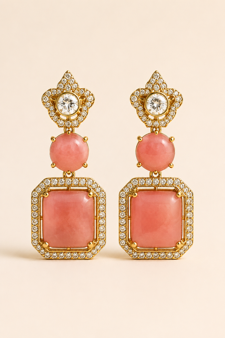 Peach Polki Drop Earrings