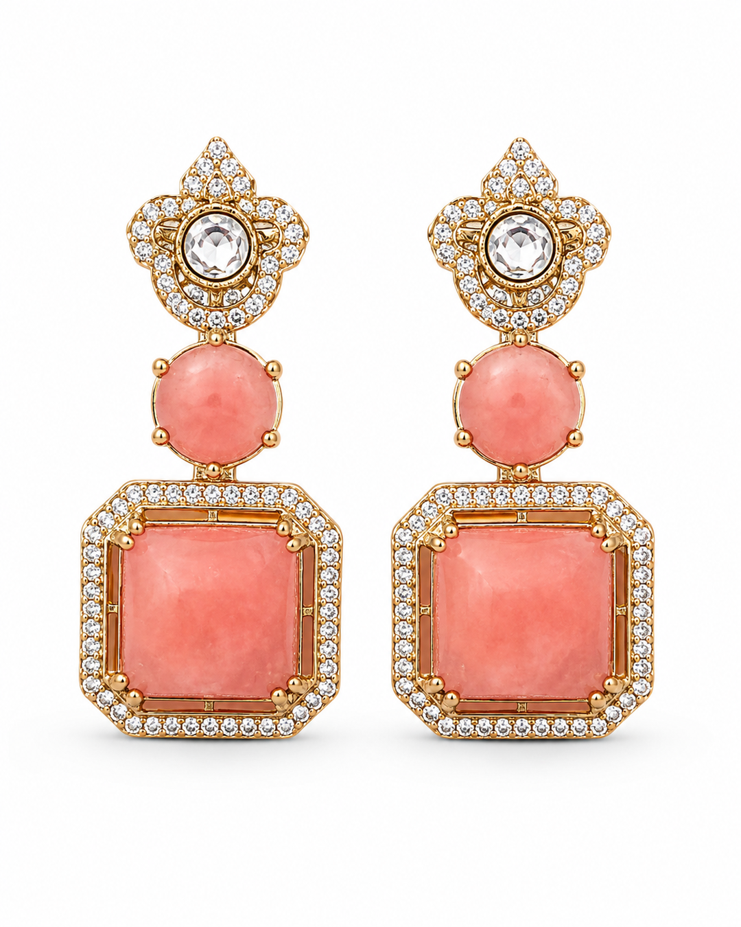 Peach Polki Drop Earrings